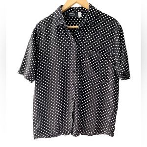 Thursdays Polka Dot Short Sleeve Blouse, Size L, 100% Rayon